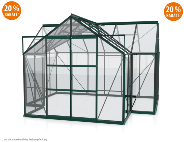 Vitavia Gewächshaus Sirius 383x383cm 13m² ESG Glas inkl. Fundament Alu smaragd
